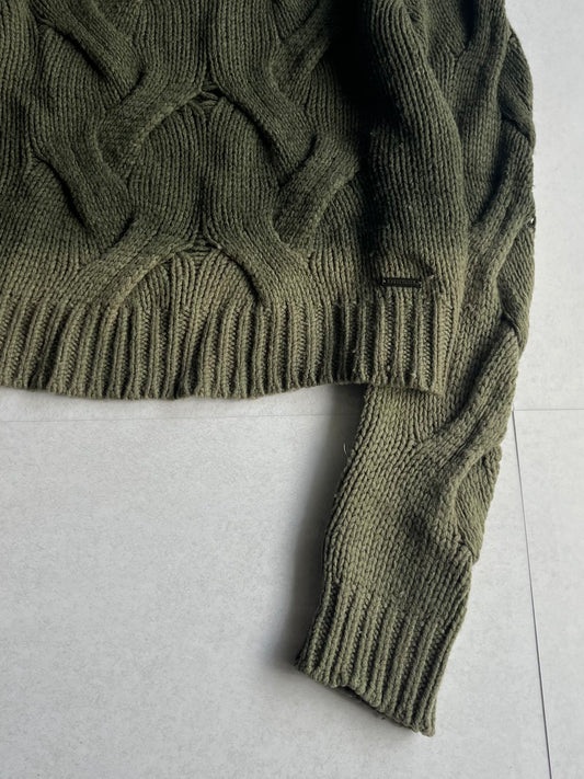 Diesel Green Acrylic Wool 3D Knit Sweater Size S