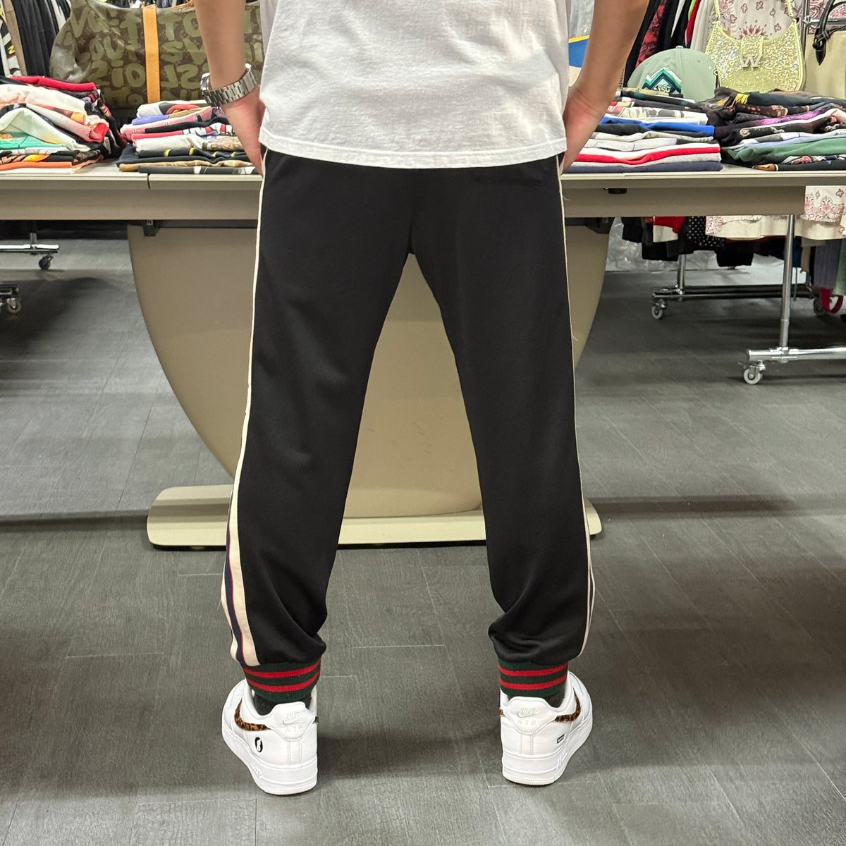 GUCCI Logo Tape Web Stripe Track Pants Sweatpants Size XS