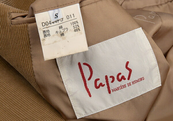 Papas Corduroy Patch Pocket Jacket Brown Size S