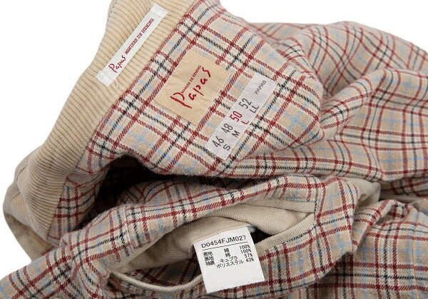 Papas Lined Check Cotton Stand Collar Jacket Beige Size 50L
