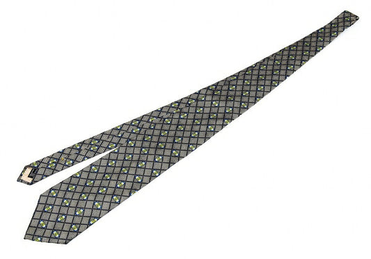 GUCCI Silk Jacquard Diamond Tie Beige Navy