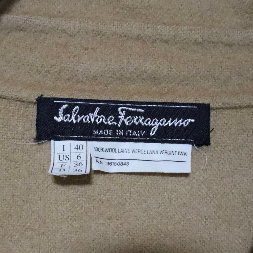Salvatore Ferragamo Beige Wool Chesterfield Coat Size 40