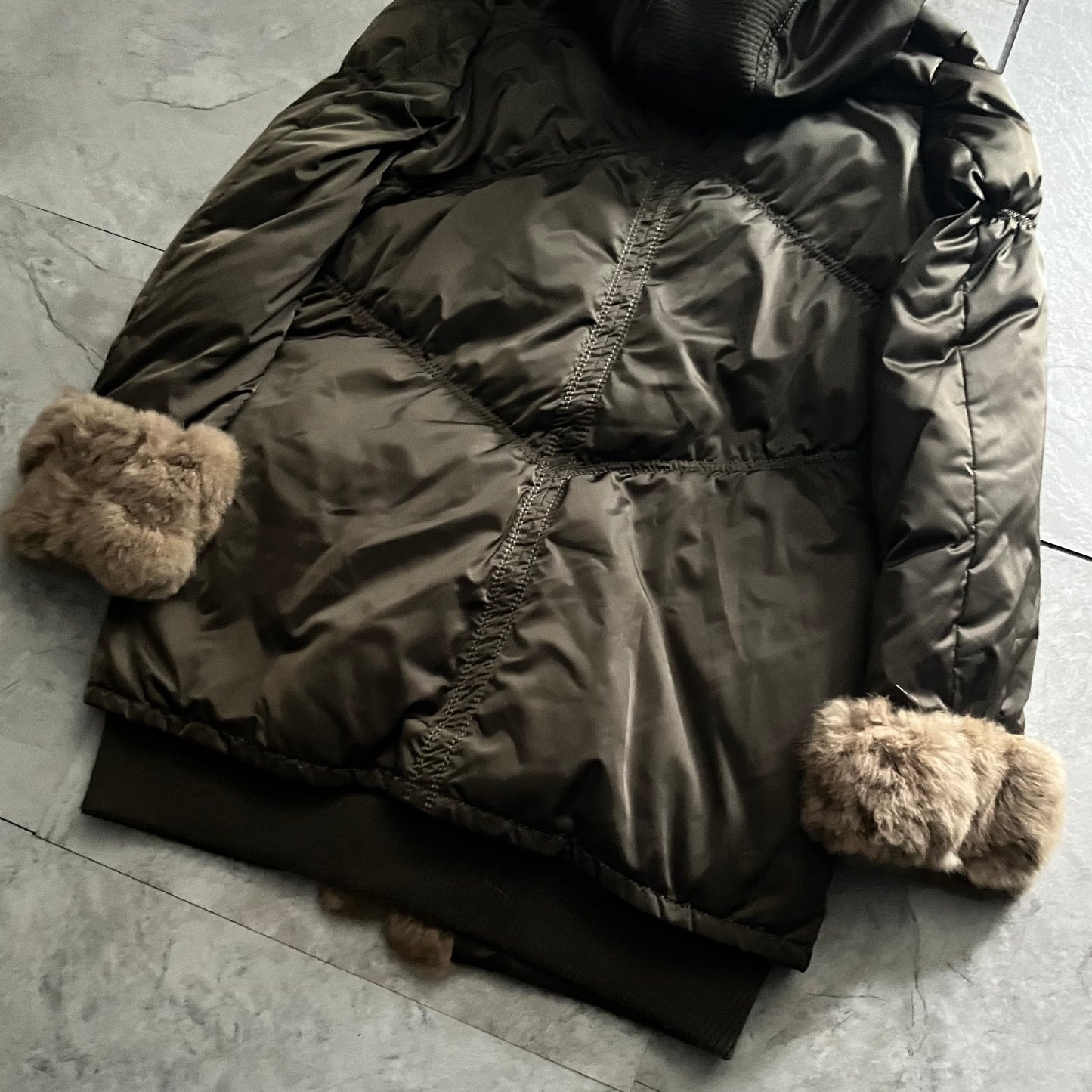 Vintage Green Faux Fur Jacket Size 02