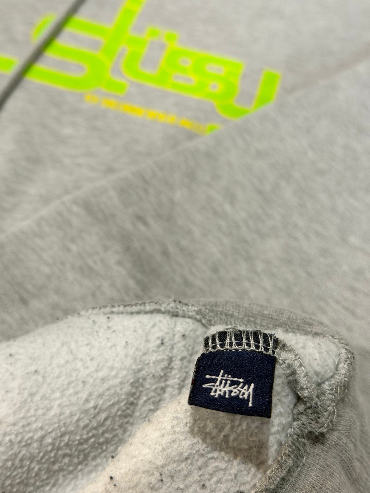 Stussy Graphic Logo Print Hoodie Gray Size M
