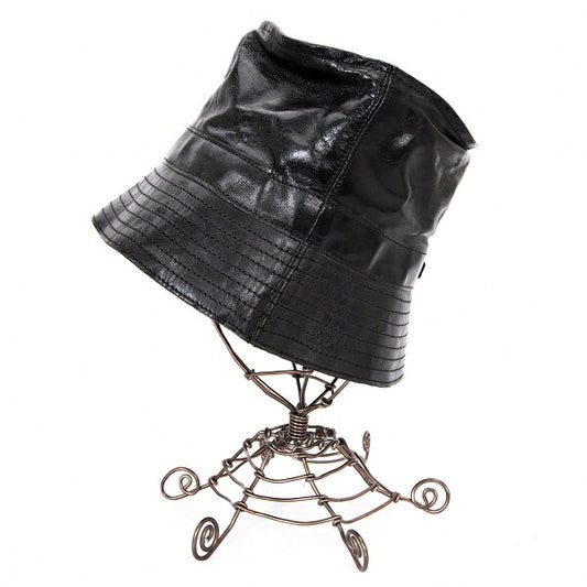 Jean Paul GAULTIER HOMME Cow Leather Bucket Hat Black Size F