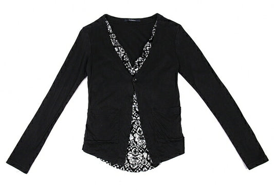 LIMI feu Velour Drape Layer Blouse Black Size S