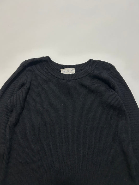 AGNES B. 90s Ribbed Knit Wool Sweater Black