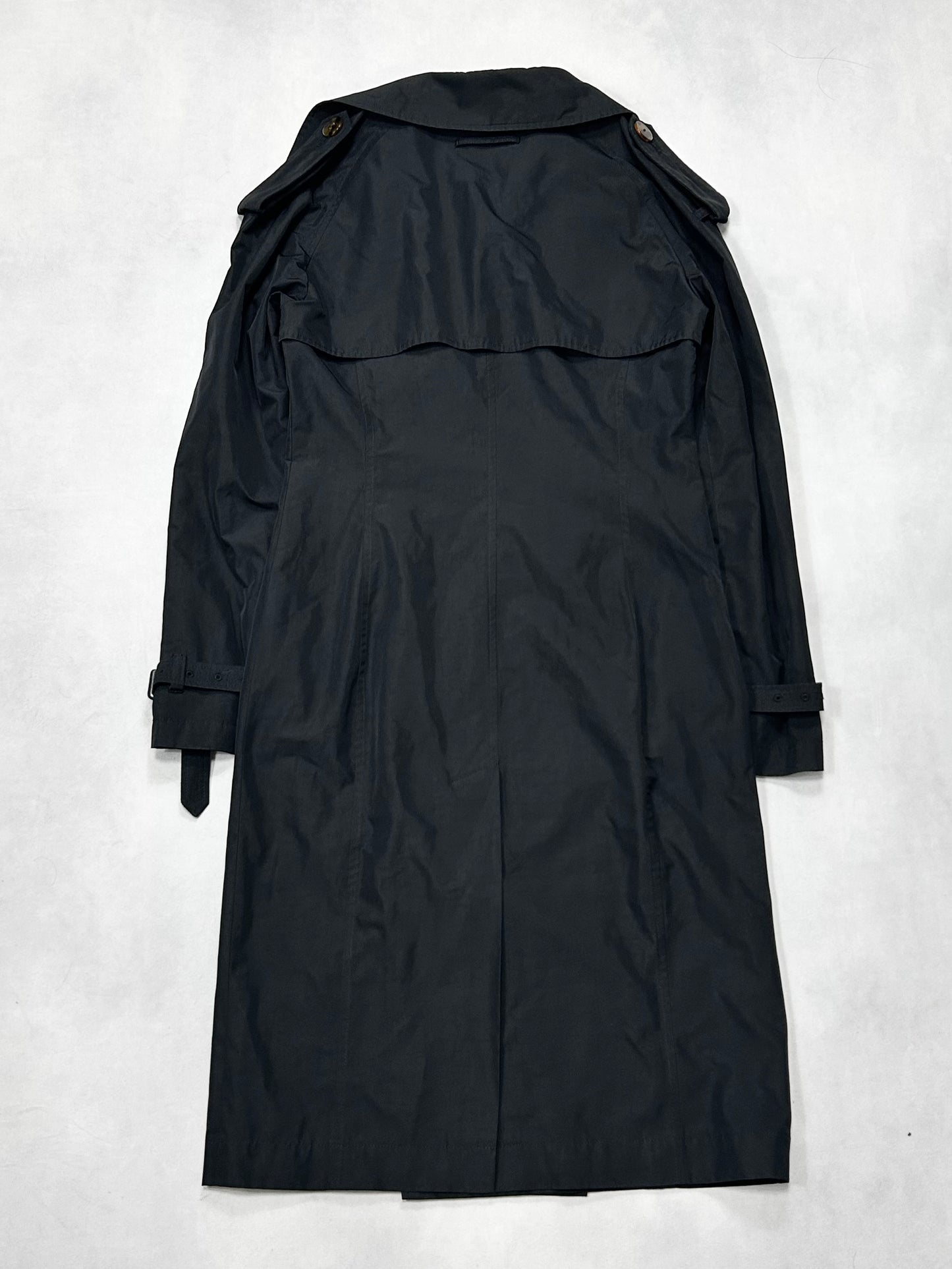 Jean Paul Gaultier 90s Black Waist Shape Trench Coat Size 40