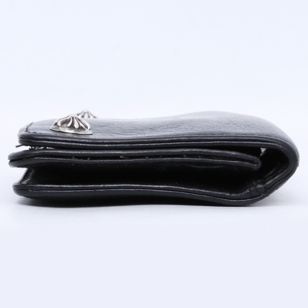 CHROME HEARTS 1Zip Cross Button Leather Wallet Black Size F
