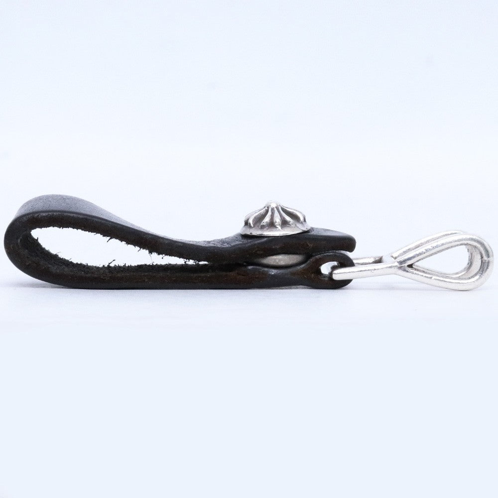 Chrome Hearts Black Leather Cross Ball Belt Loop Size F