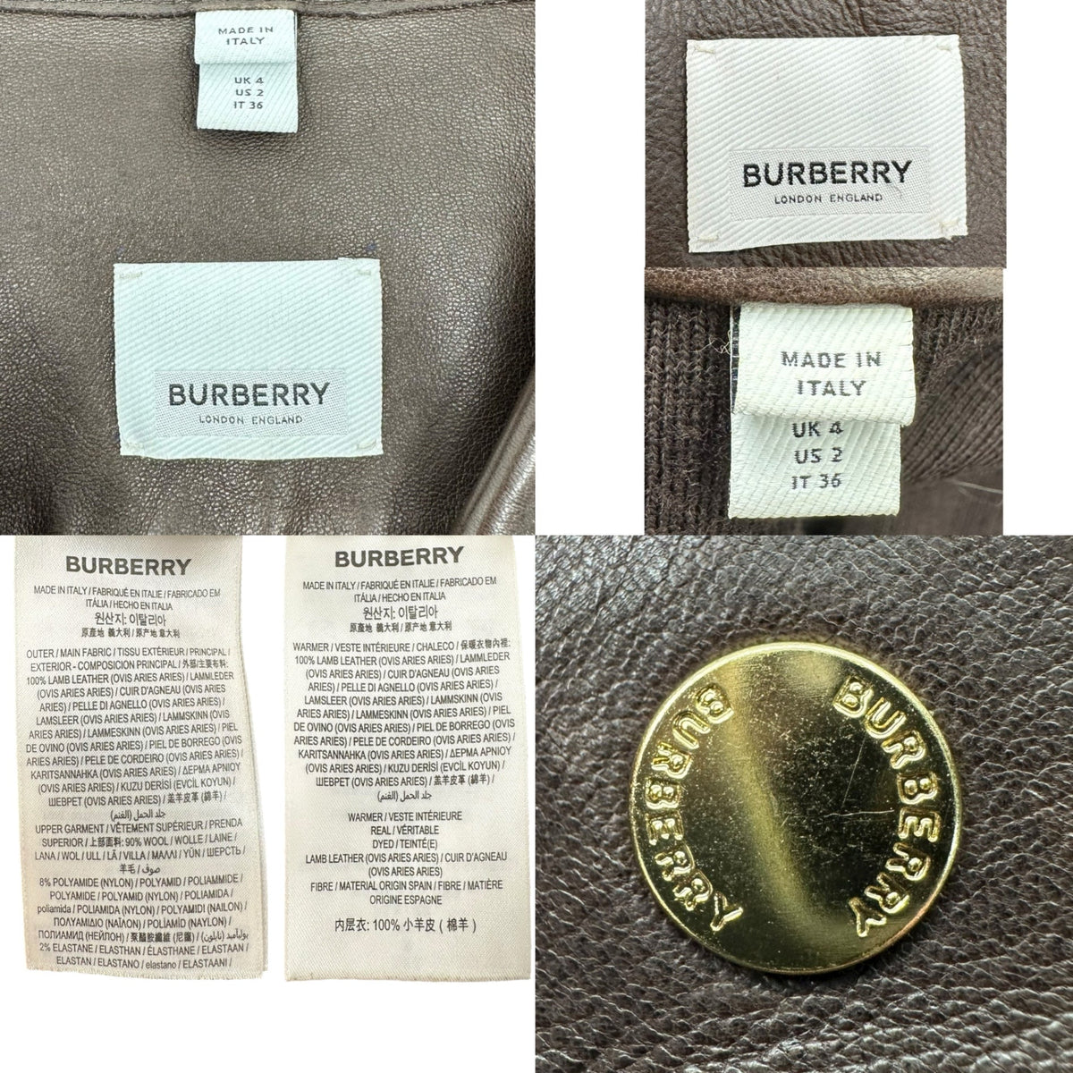 BURBERRY Lambskin Detachable Cropped Vest Coat Size 4
