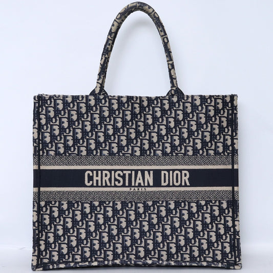 CHRISTIAN DIOR Large Oblique Canvas Bag Navy Size ONE SIZE
