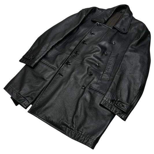 Y's bis 80s Lamb Leather Double-Breasted Coat Size FREE