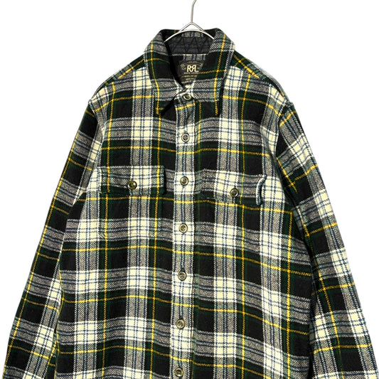 RRL Tartan Check Elbow Patch Wool Flannel Shirt Size M