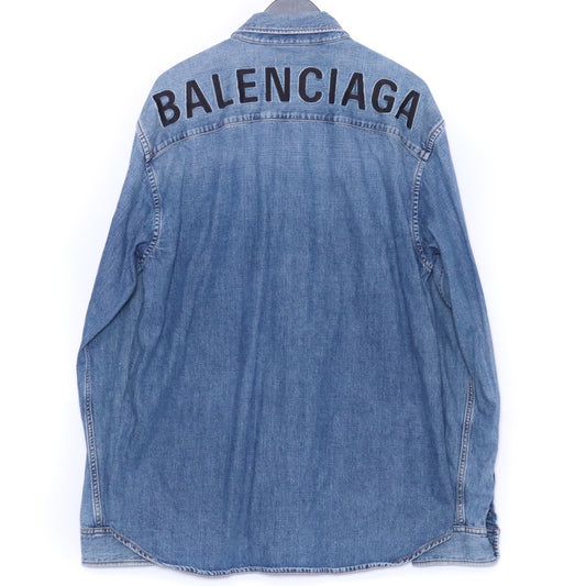 BALENCIAGA 19AW Back Logo Denim Jacket Indigo Size 39