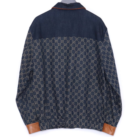 GUCCI Eco Washed Organic Denim Bomber Jacket Blue Size 48
