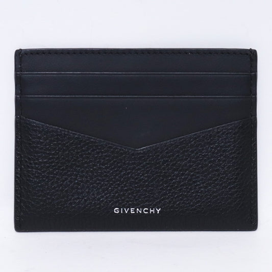 GIVENCHY 4G Plaque Grained Leather Card Holder Black Card Case Size F