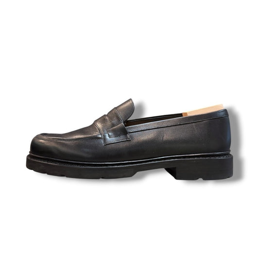 J.M WESTON Black Leather Loafers Size 10