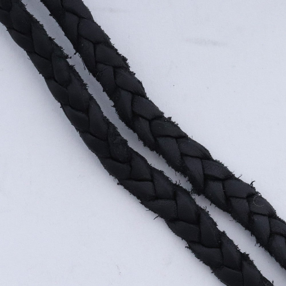 CHROME HEARTS Scroll Leather Braid Necklace Black Size F