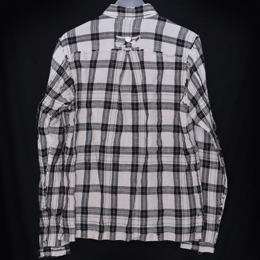 Mastermind Japan Beige Skull Gauze Check Sleeve Shirt Size S