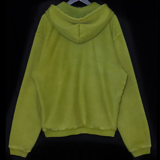 STUSSY Waffle Lined Full Zip Hoodie Green Size L
