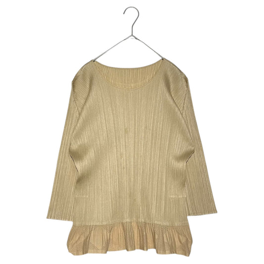 PLEATS PLEASE Mesh Pleated Long-Sleeve Top Size 4