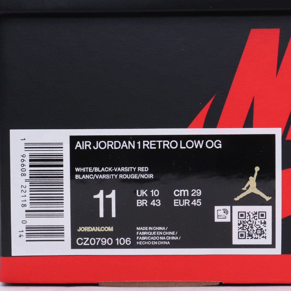 NIKE AIR JORDAN 1 Retro Low OG Black Toe Sneakers Size 29cm