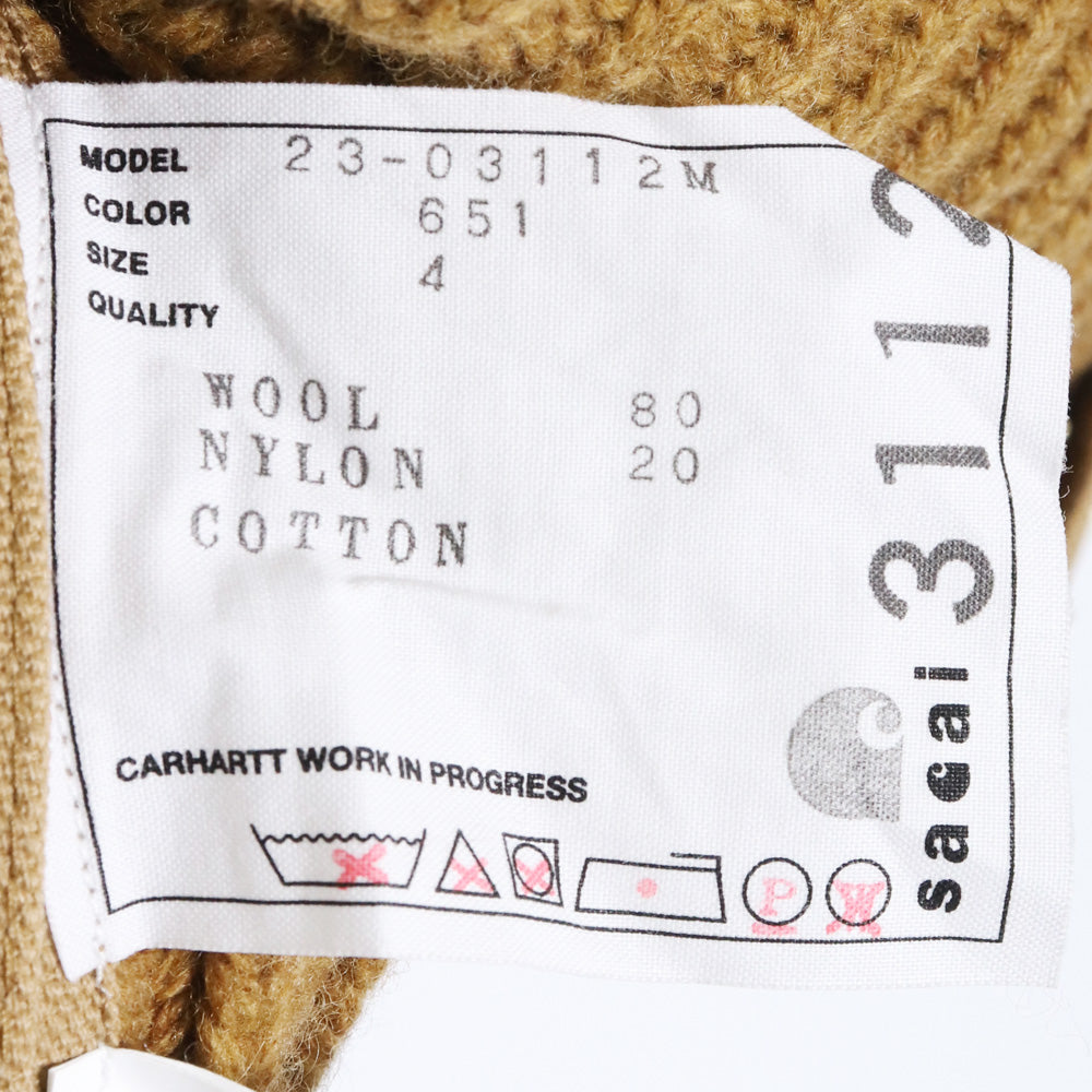Carhartt Wip Sacai x 23AW Knit Pullover Detroit Beige Size 4