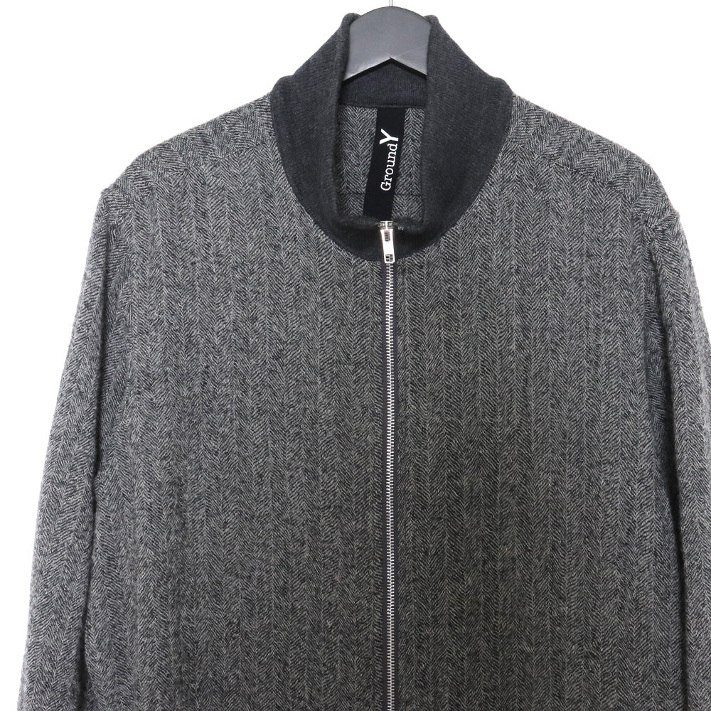GROUND Y Herringbone Collar Rib Long Coat Gray Size 3