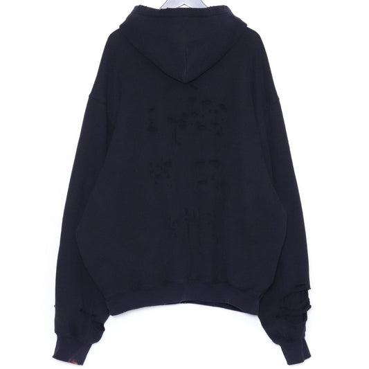 Balenciaga CAPS Destroyed Hoodie Black 21SS Size XS