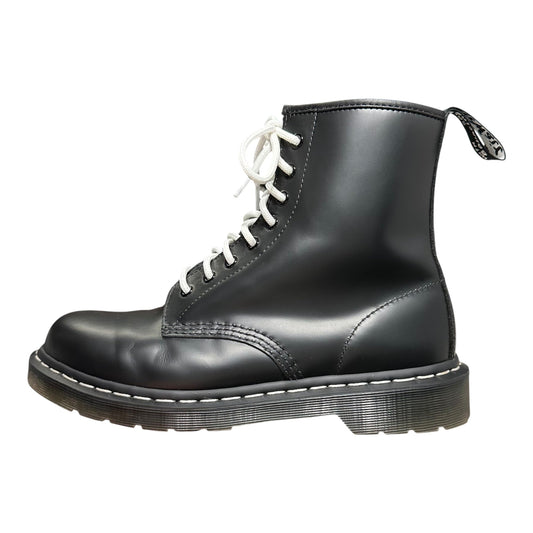 DR.MARTENS 1460 White Stitch 8 Eye Boots Black Size 27cm