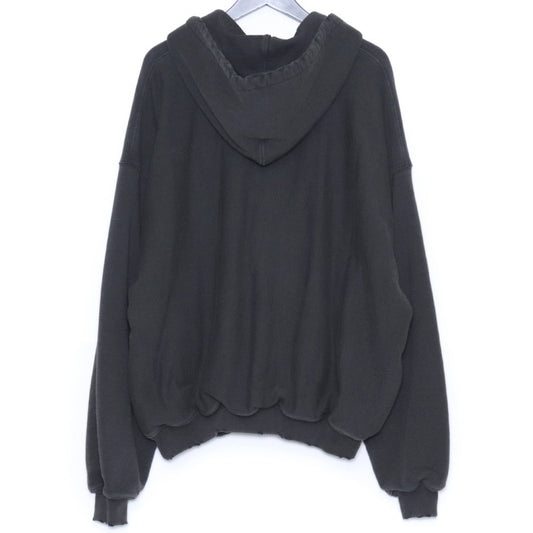 SUS-SOUS Distressed Thermal Lined Zip Hoodie Charcoal Size 5