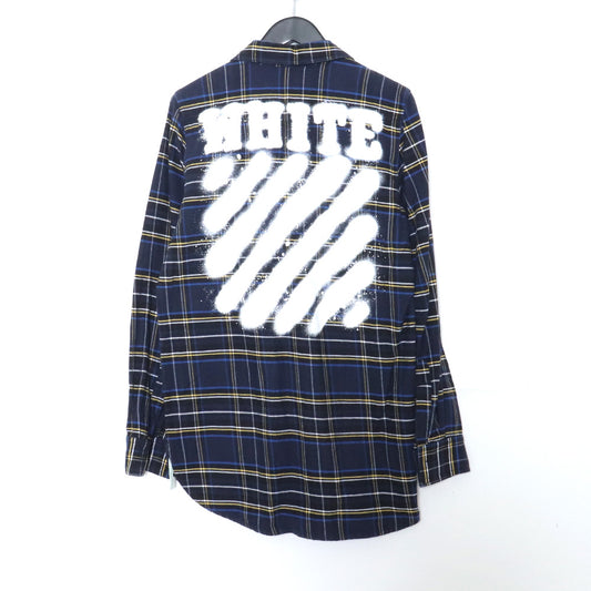 OFF-WHITE 17SS Diag Spray Check Shirt Blue Size XS