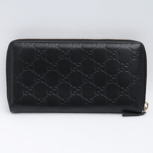 Gucci Guccissima Logo Plate Zip-Around Wallet Black Size F