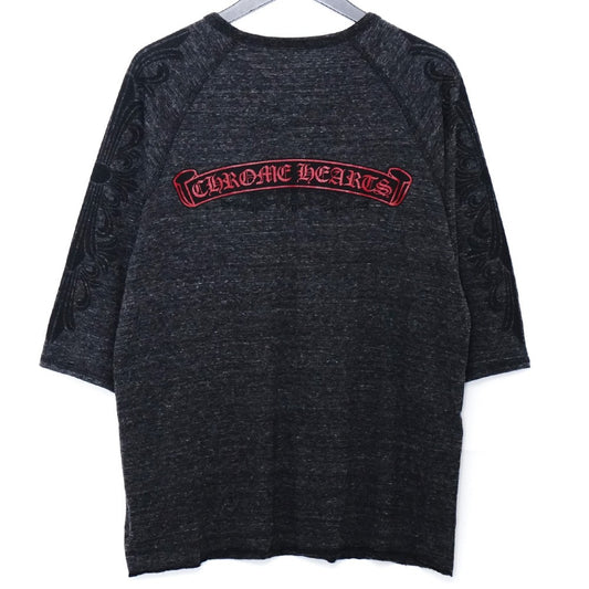 CHROME HEARTS Old Henry Neck Floral T-Shirt Gray Size XL
