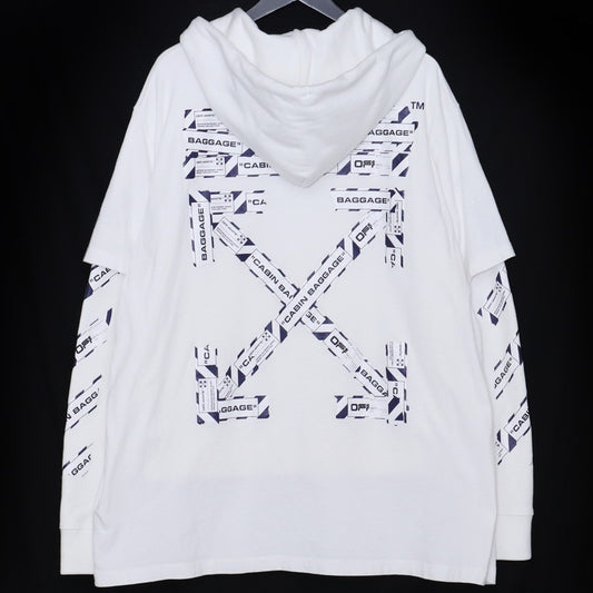 OFF-WHITE Airport Tape Layered Hoodie White Size M