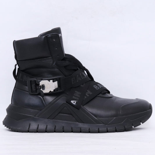 BALMAIN B-Troop Leather High-Top Sneakers Black Size EU 42