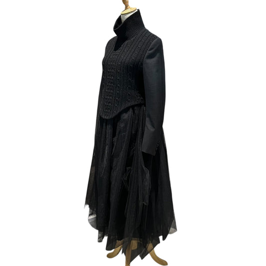 noir kei ninomiya 23AW Knit-Panel Tulle Dress Black Size S