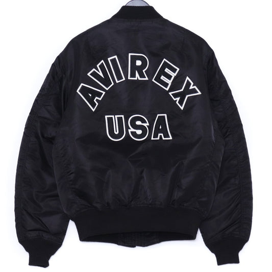AVIREX MA-1 Commercial Logo Bomber Jacket Black Size L