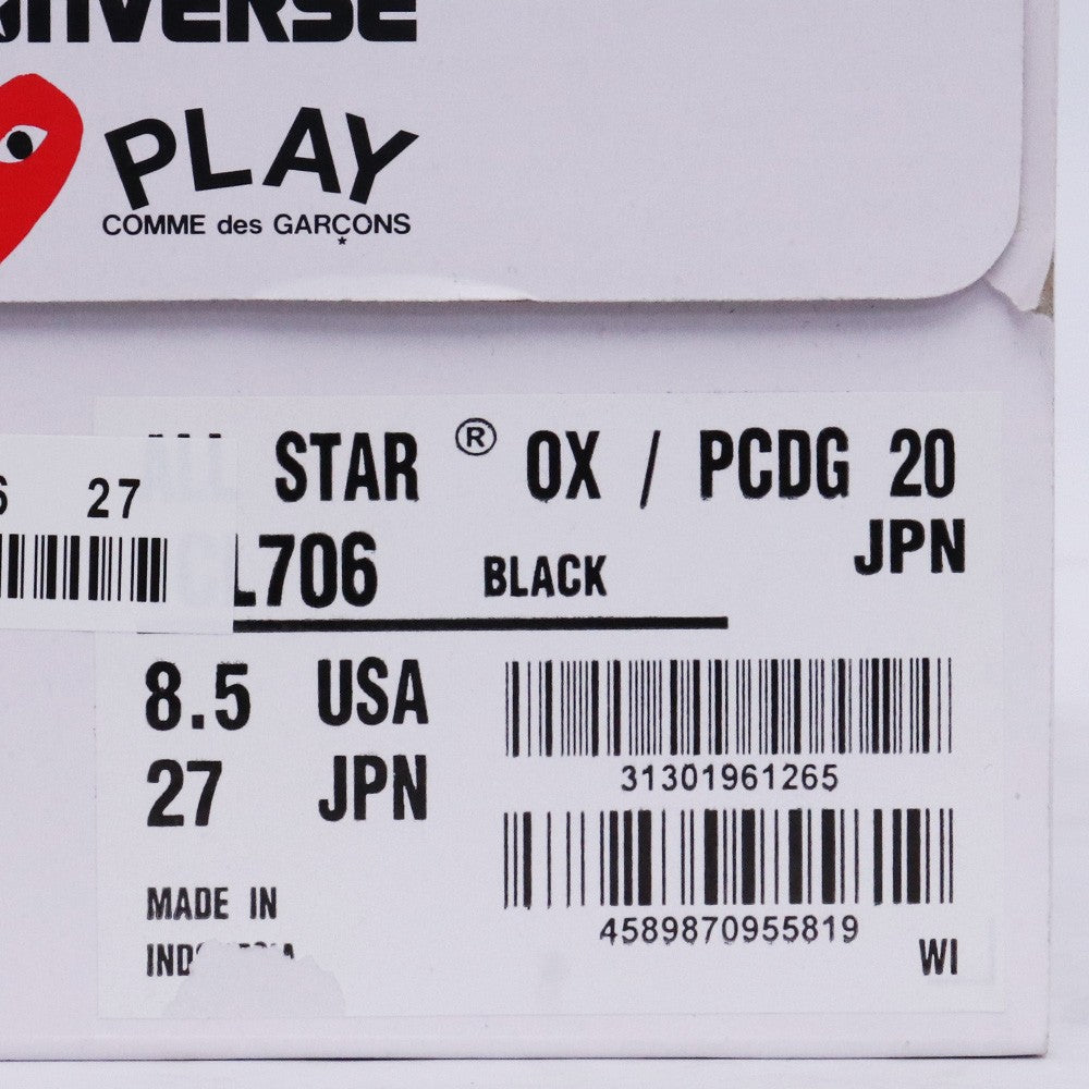PLAY COMME des GARCONS Chuck Taylor Sneakers Black Size 27cm