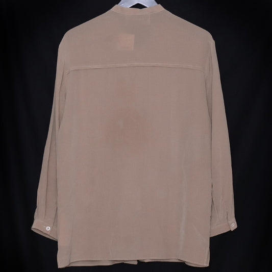 GUCCI Silk Long Sleeve Button Up Shirt Beige Size 48