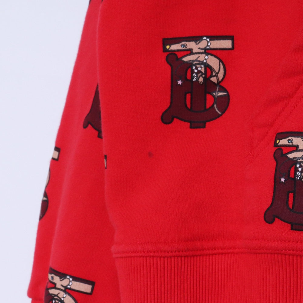 Burberry Red TB Monogram Hoodie Size L