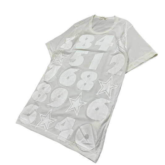 COMME des GARCONS 02SS Number Print Mesh Tee White Size FREE