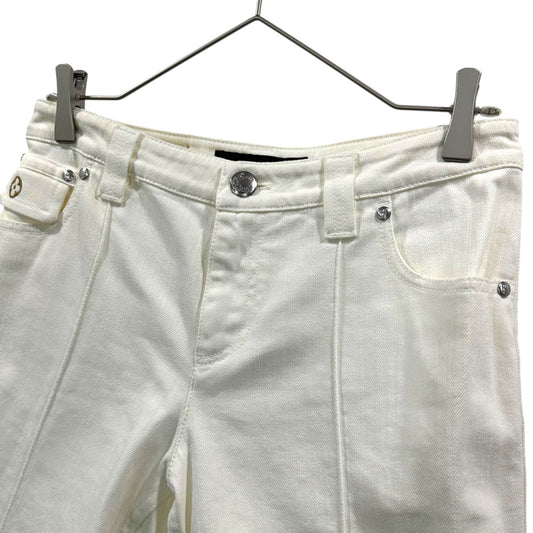 LOUIS VUITTON Monogram Embroidered Denim Shorts Size 38