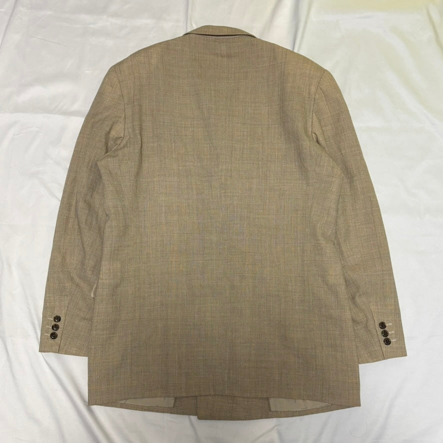 MEN'S BIGI 80s/90s Beige Glen Check Tailored Jacket