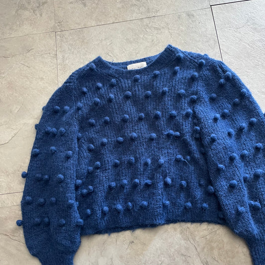 Vintage Holiday Gimmick Blue Knit Sweater Size S