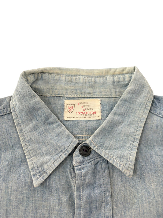 Civilian chambray shirt 60s Vintage Workwear Shirt Size L