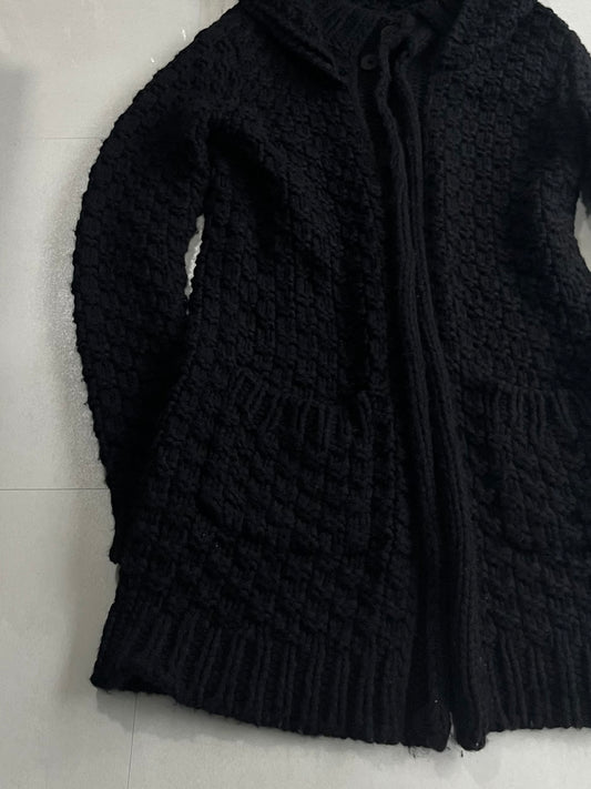 PHENOMENON Black Alpaca Blend Big Hood Cardigan Size L
