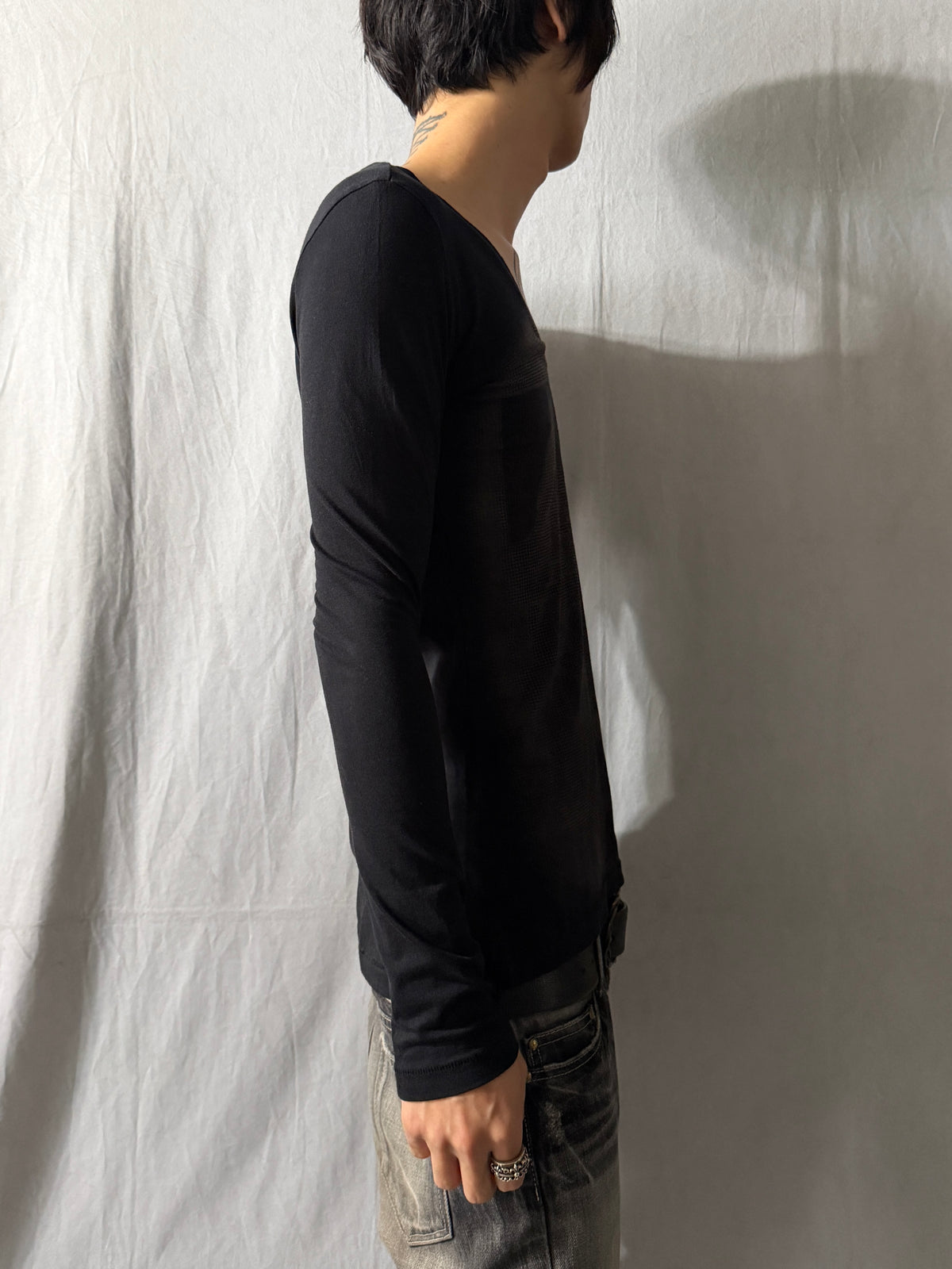 DIESEL Graphic V-Neck Long Sleeve Cotton