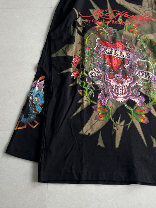 Ed Hardy Skull Long Sleeve Tee Black Size XL